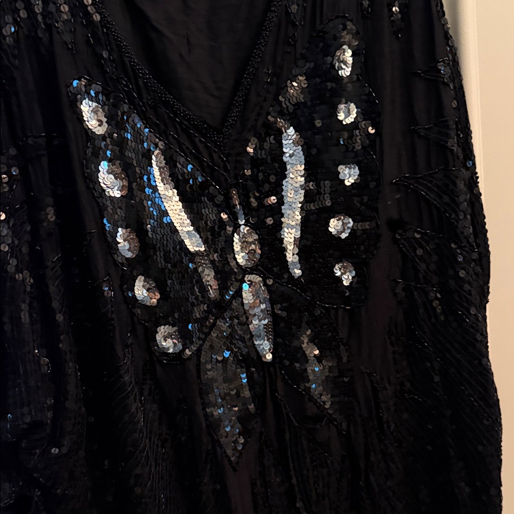 Vintage Black Sequin Butterfly Top
